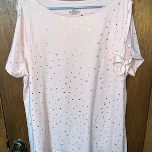 Pink and gold Lane Bryant Shirt with cold shoulders
